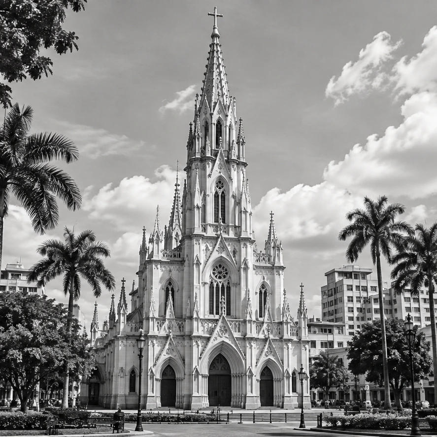 Fotografía histórica de la iglesia La Ermita de Cali