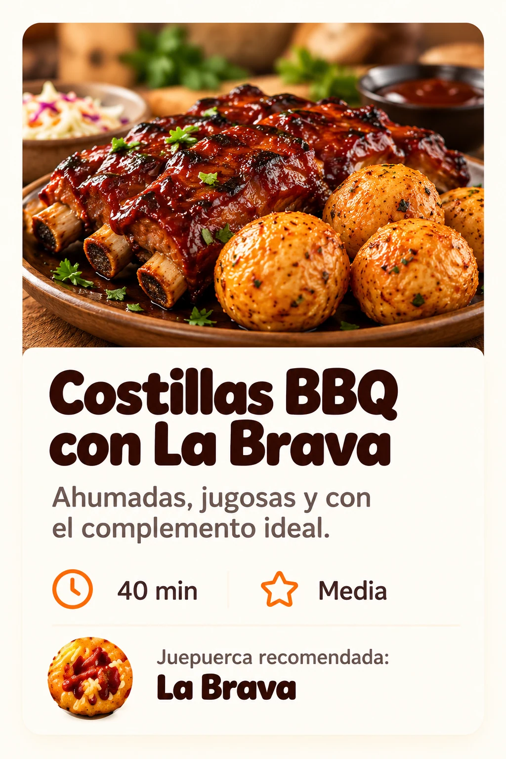 Costillas BBQ con La Brava — receta JUEPUERCA